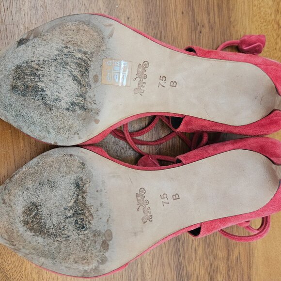 Red Suede Coach Heels - Picture 4 of 5